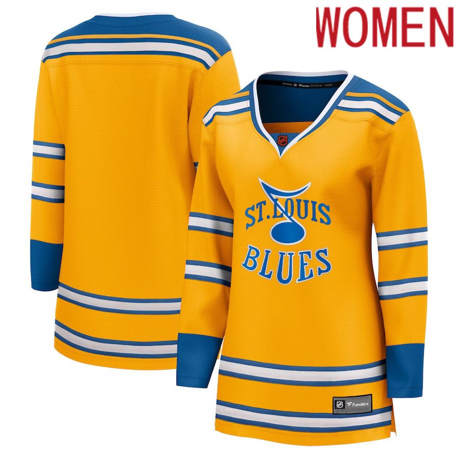 Women St. Louis Blues Fanatics Branded Yellow Special Edition Breakaway Blank NHL Jersey